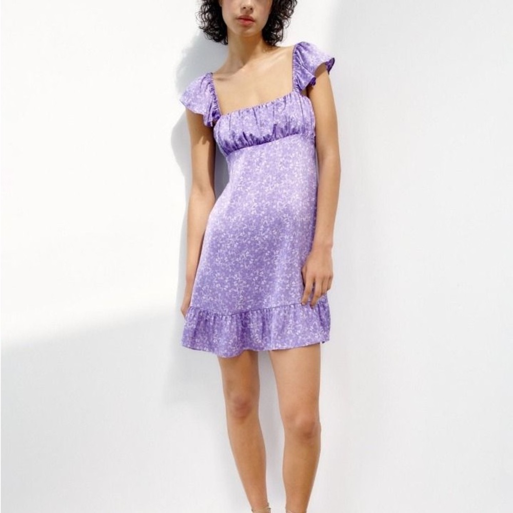 Zara Lavender Purple Floral Babydoll Dress